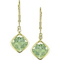 10k Gold Green Amethyst and Diamond Earrings
