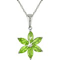 10k White Gold Peridot and Diamond Necklace