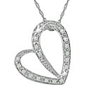 14k White Gold 1/8ct TDW Diamond Heart Necklace