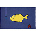 Hand-hooked Vibrant Fish Blue Wool Rug (5' x 8')