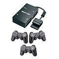 PS2 Slim Compact Multi-Tap and 3 Wired Controllers