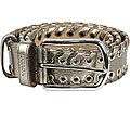 Prada Women's Gold Leather Whipstitched Buckle Belt