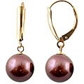 14k Gold Brown Akoya Pearl Earrings (9-9.5 mm)