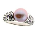 Sterling Pink Freshwater Pearl and Amythest Ring (8-9 mm)