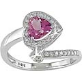 10k Gold Pink Tourmaline and 1/6ct TDW Diamond Ring