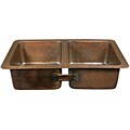 Solid Copper Hand-hammered Double Bowl Sink