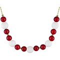 14k Gold Red Jade and White Jasper Bead Necklace