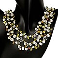 Freshwater Pearl and Crystal Coin Bead Necklace (6-10 mm)