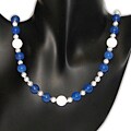 FW Pearl, White Jasper and Blue Agate Necklace