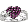 10k White Gold Ruby and Diamond Heart Ring