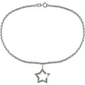 10k Gold 1/10ct TDW Diamond Star Charm Anklet