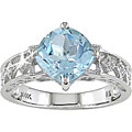 10k White Gold Sky Blue Topaz and Diamond Ring