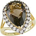 10k Yellow Gold Smokey and White Topaz Ring
