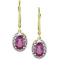 10k Gold Pink Topaz and Diamond Accent Earrings