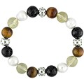 Sterling Silver FW Pearl and Gemstone Bracelet (9-10 mm)