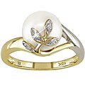 10k Two-tone Gold FW Pearl and Diamond Ring (9-10 mm)
