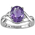 10k White Gold Amethyst and Diamond Accent Ring