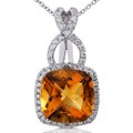 18k White Gold Citrine Diamond Necklace (HI,VS-SI)