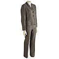 Famous NY Maker 2-button Sharkskin Pantsuit with Patch Pockets