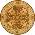 Oushak Hand-spun Wool Brown Rug (4' Round)