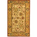 Hand-spun Antique Ivory/ Gold Wool Rug (3' x 5')