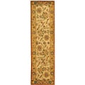 Hand-spun Antique Ivory/ Gold Wool Rug (2'3 x 8')