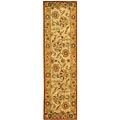 Hand-spun Antique Ivory/ Gold Wool Rug (2'3 x 12')