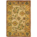 Hand-spun Antique Ivory/ Gold Wool Rug (2' x 3')