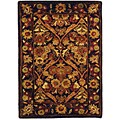 Hand-spun Dark Plum Treasured Wool Rug (2' x 3')