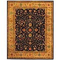 Antique Hand-spun Wool Mahal Black/ Beige Rug (6' x 9')