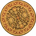 Hand-spun Charcoal/ Red Kashan Wool Rug (6' Round)