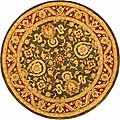 Hand-spun Charcoal/ Red Kashan Wool Rug (4' Round)