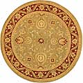 Hand-spun Green/ Red Kashan Wool Rug (8' Round)