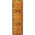 Handmade Gold/ Green New Zealand Wool Rug (2'3 x 8')