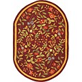 Hand-hooked Botanical Burgundy Wool Rug (7'6 x 9'6)