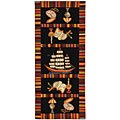 Hand-hooked Explorer Black Wool Rug (2'6 x 6')