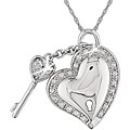 10k Gold 1/4ct TDW Diamond Heart and Key Necklace (H-I-J, I1-I2)