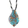 Genuine Murano Black/ Silver/ Turquoise Leaf Necklace