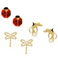 14k Yellow Gold Children's Stud Earrings Trio Set