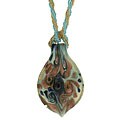 Genuine Italian Murano Soft Blue Leaf Necklace