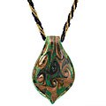 Genuine Italian Murano Emerald Green Leaf Necklace