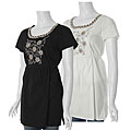 Il Cielo Women's Short-sleeve Floral Embroidered Top
