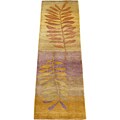 Indo Tibetan Gold/ Purple Wool Rug (2'4 x 8')