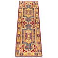 Indo Kazak Red/ Gold Runner Rug (2'7 x 8')