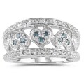 10k Gold 1/4ct TDW Blue & White Diamond Heart Ring (SI1-SI2)