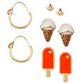 14k Yellow Gold 4-pair Earrings Set
