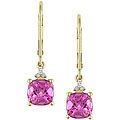 10k Gold Pink Topaz and Diamond Accent Earrings