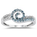 14k Gold 3/8ct TDW Blue/ White Diamond Swirl Ring (I-J, I1-I2)