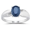 10K White Gold Sapphire and Diamond Ring