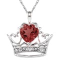 10k White Gold Garnet and Diamond Crown Necklace